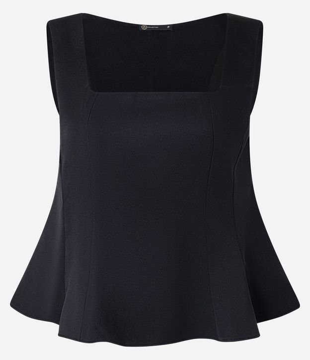 Blusa Peplum Sastrería en Crepé con Escote Cuadrado