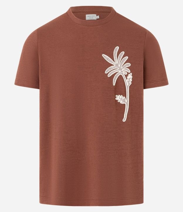 Remera Regular en Algodón con Estampa Bordada de Follaje 4