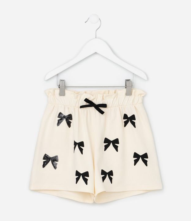 Short Regular Infantil con Estampa de Lazos y Lentejuelas - Talle 5 a 14 años 2