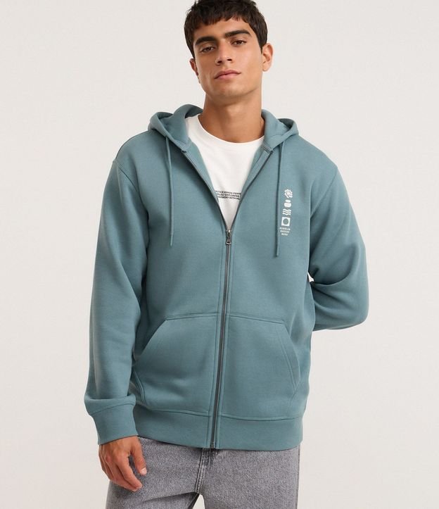 Saco en Algodón con Estampa Lettering y Capucha