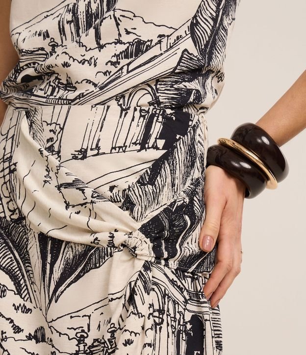 Pollera Midi en Viscolino con Nudo Lateral y Estampa Modernismo 4