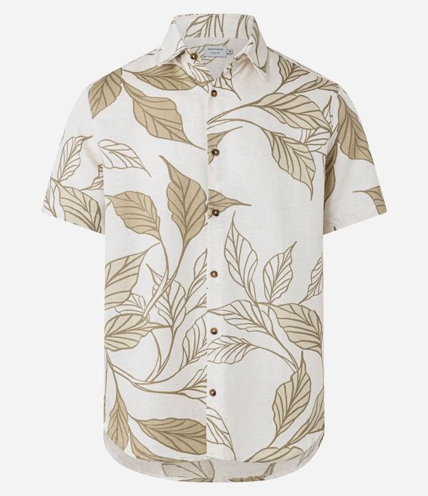 Camisa Regular en Algodón con Estampa de Follajes