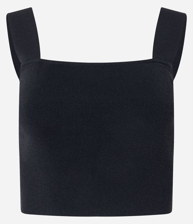 Blusa Cropped Acanalada en Viscosa con escote cuadrado 6