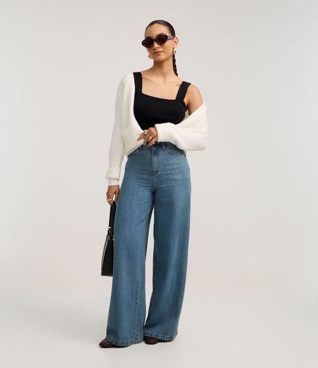 Blusa Cropped Acanalada en Viscosa con escote cuadrado 3