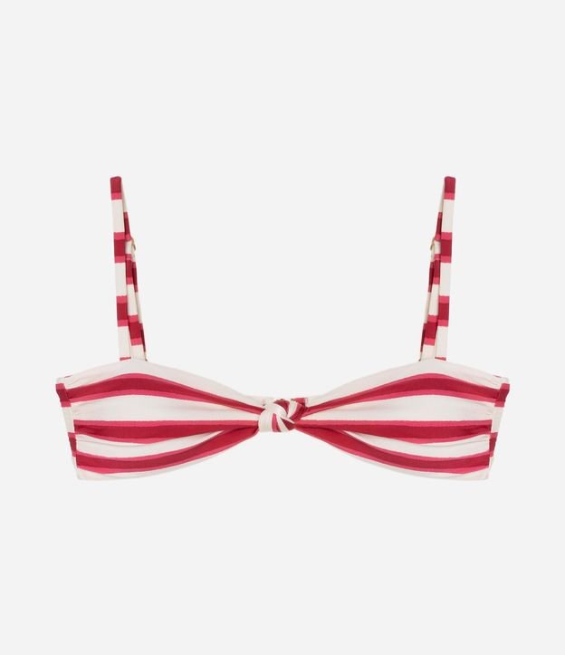 Bikini Top Bandeau en Microfibra Rayada con Nudo 5