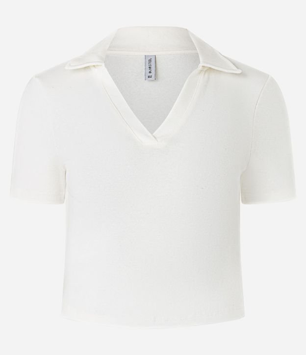 Blusa en Rib con Cuello Polo y Manga Corta 6