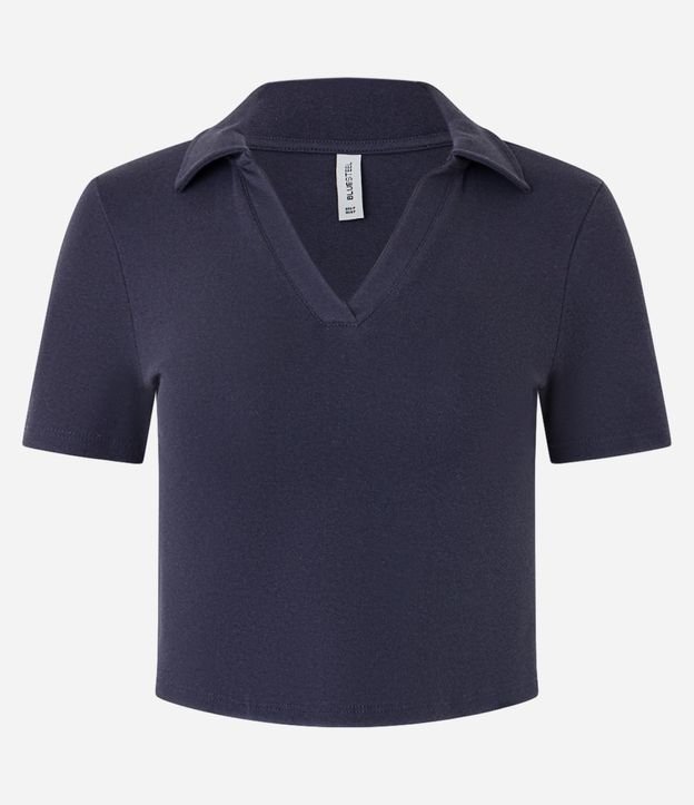 Blusa en Rib con Cuello Polo y Manga Corta 3