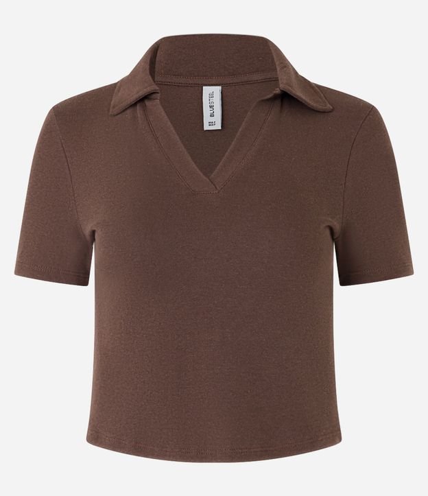Blusa en Rib con Cuello Polo y Manga Corta 7