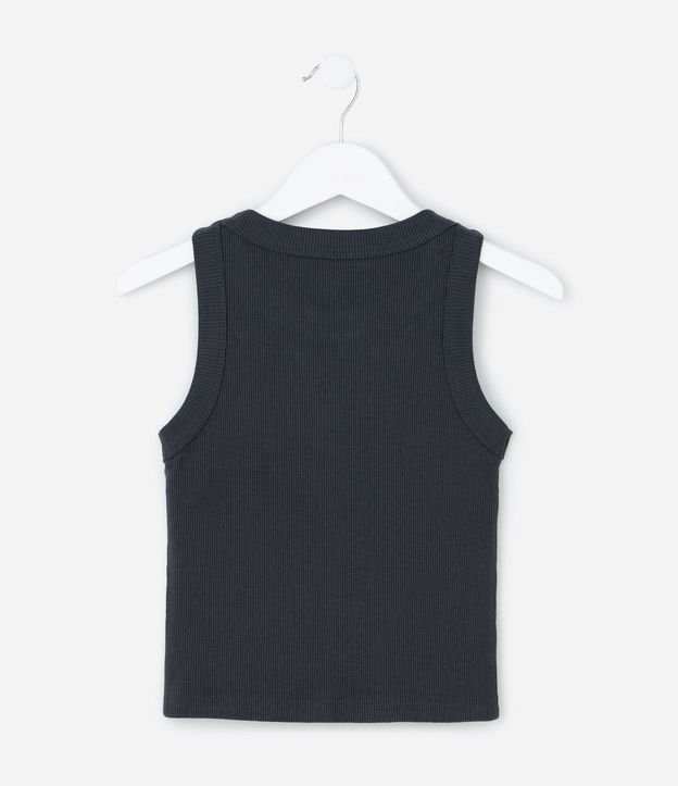 Remera Musculosa Infantil en Rib con Sisa Americana y Aplicación de Brillos - Talle 5 a 14 años 3