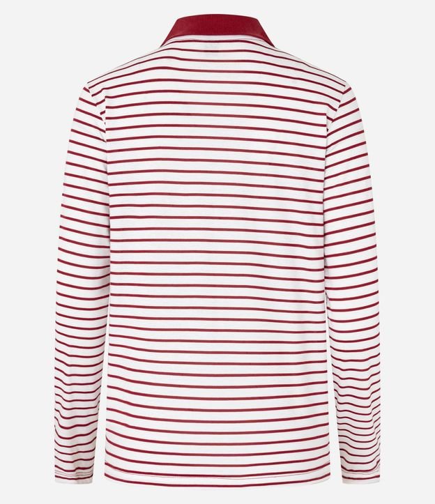 Blusa Rayada en Algodón con Cuello Polo y Bordado Cereza 7