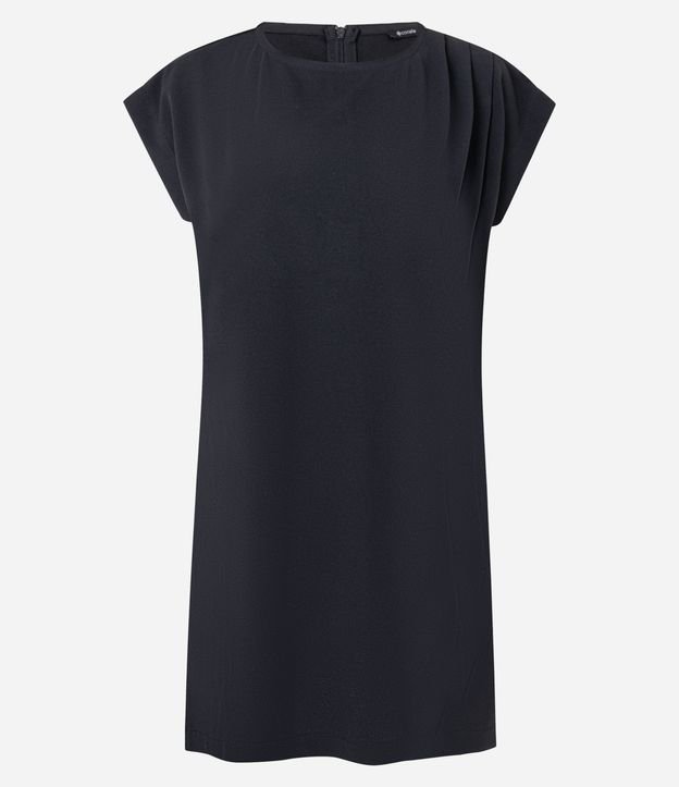 Vestido Corto en Crepé con Pliegue en el Hombro 6