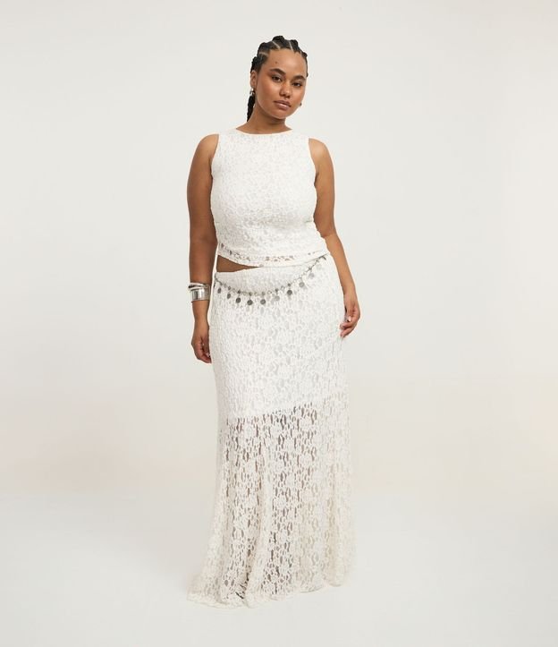 Pollera Larga en Encaje con Forro Curve & Plus Size