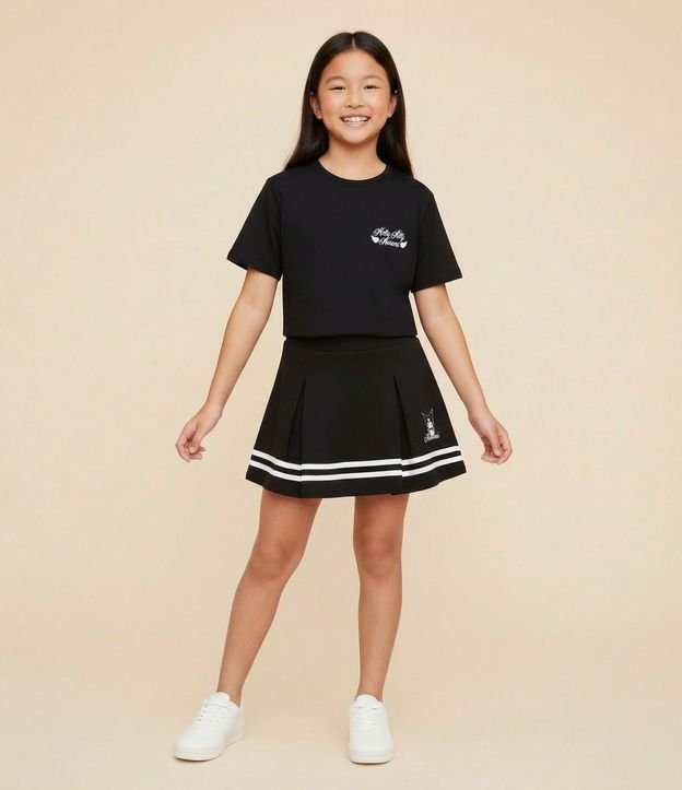 Remera Relaxed Infantil con Estampa y Lettering Hello Kitty y Kuromi - Talle 5 a 14 años