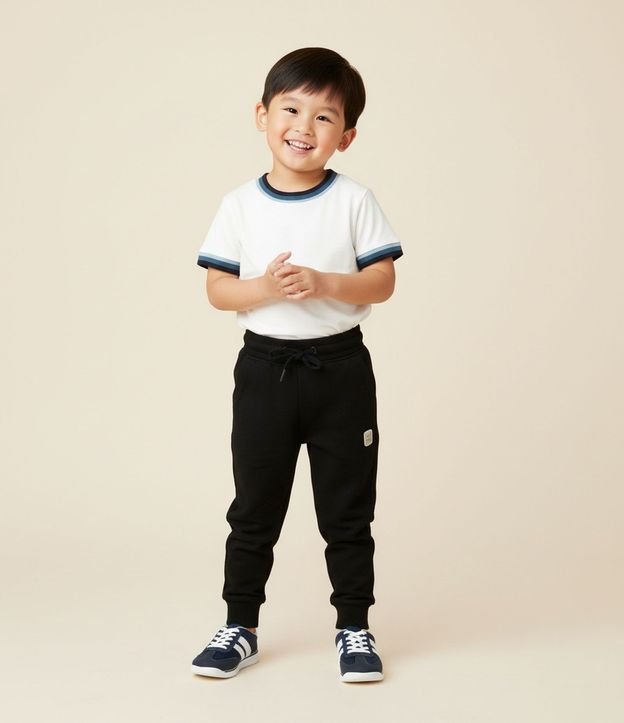 Remera Infantil con Bies Contrastante en Rib - Talle 1 a 6 años