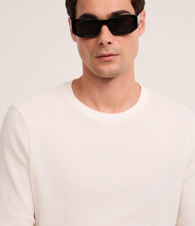 Remera Regular en Waffle con Cuello Redondo y Texturizada 5