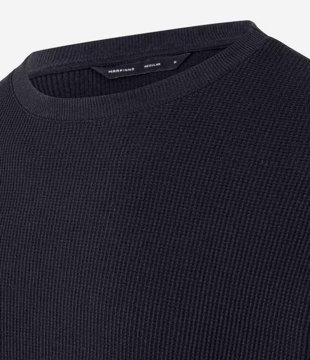 Remera Regular en Waffle con Cuello Redondo y Texturizada 8