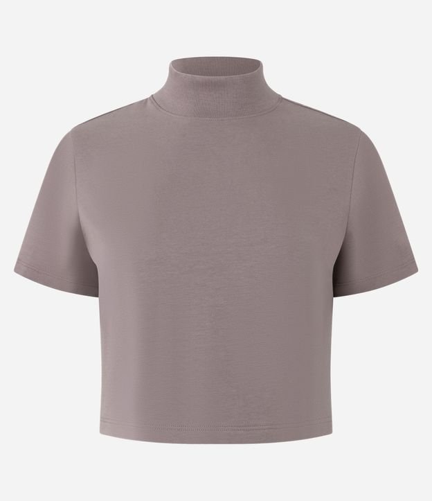 Blusa T-Shirt Cropped en Algodón con Cuello Alto 7