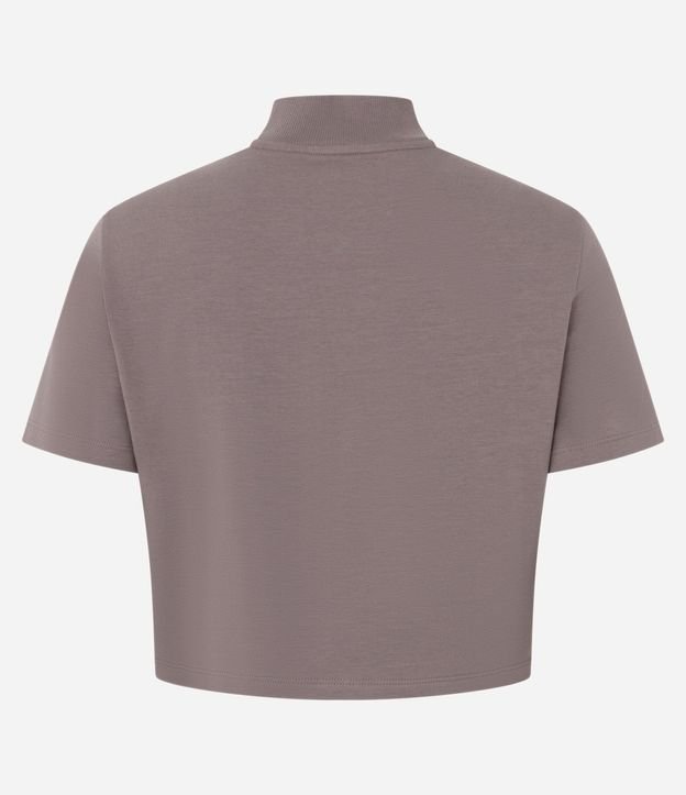 Blusa T-Shirt Cropped en Algodón con Cuello Alto 8