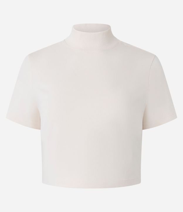 Blusa T-Shirt Cropped en Algodón con Cuello Alto 5