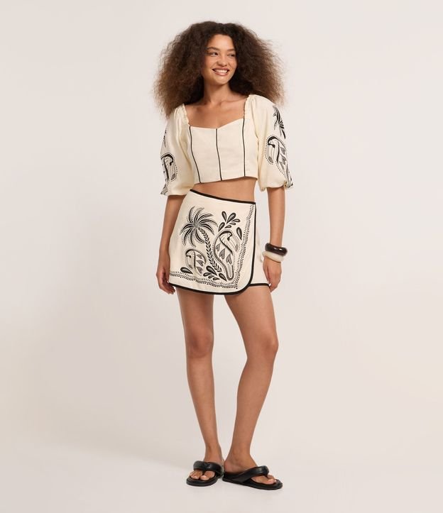 Short Pollera Femenino en Viscolino Sostenible con Estampa Tropical