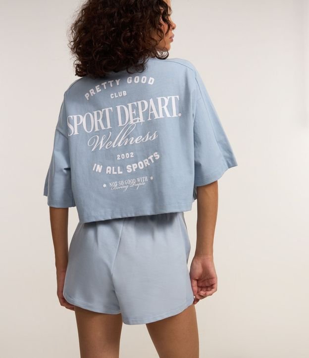 Remera Over Corta en Algodón con Lettering Frente y Espalda 1