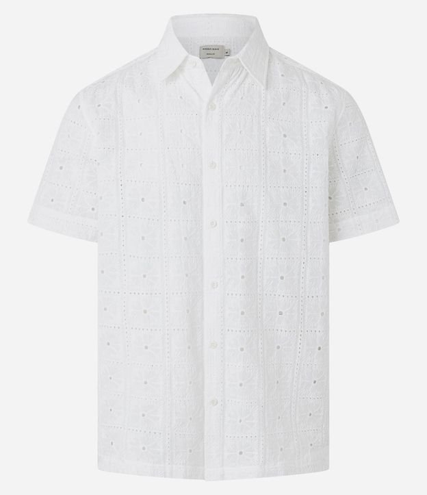 Camisa Regular en Algodón con Bordado de Flores