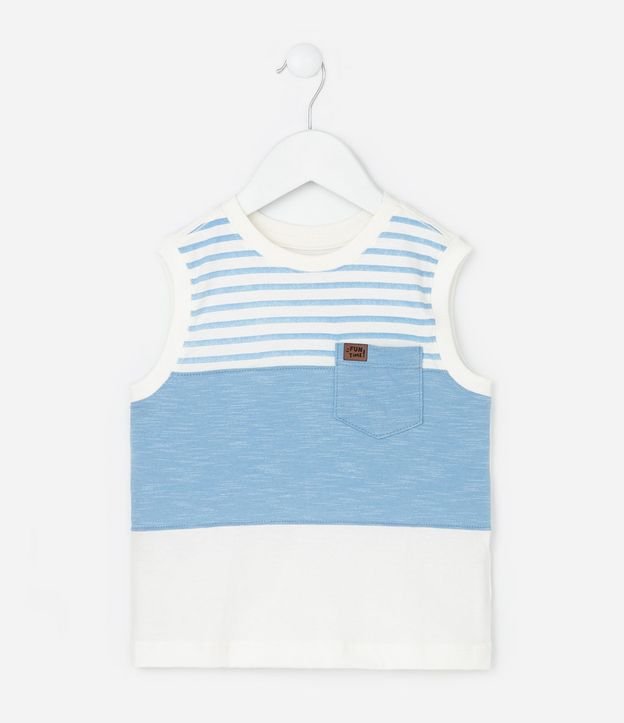 Musculosa Infantil con Pequeño Bolsillo y Estampa Rayas - Talle 1 a 6 años 2