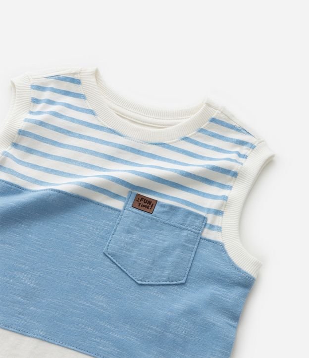 Musculosa Infantil con Pequeño Bolsillo y Estampa Rayas - Talle 1 a 6 años 7