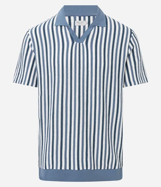 Remera Polo Regular con Textura y Rayas 6
