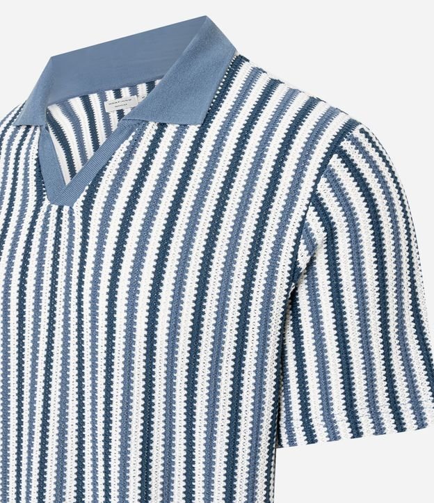 Remera Polo Regular con Textura y Rayas 7