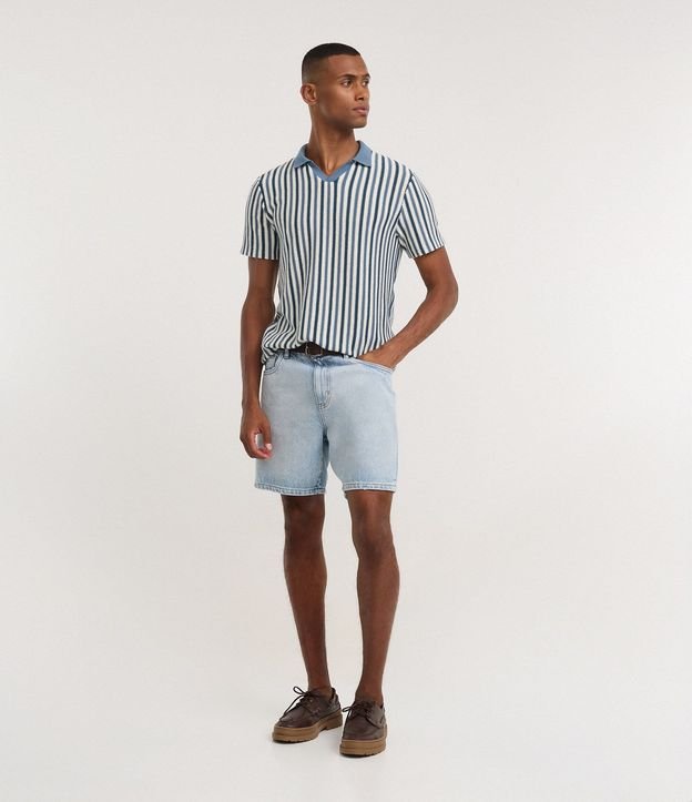 Remera Polo Regular con Textura y Rayas 2