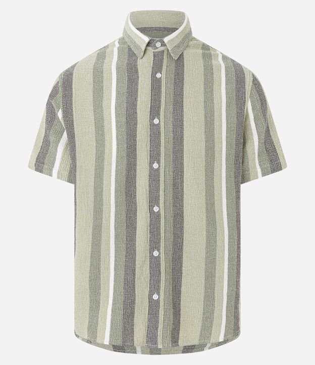 Camisa en Algodón Texturizada con Estampa Rayas