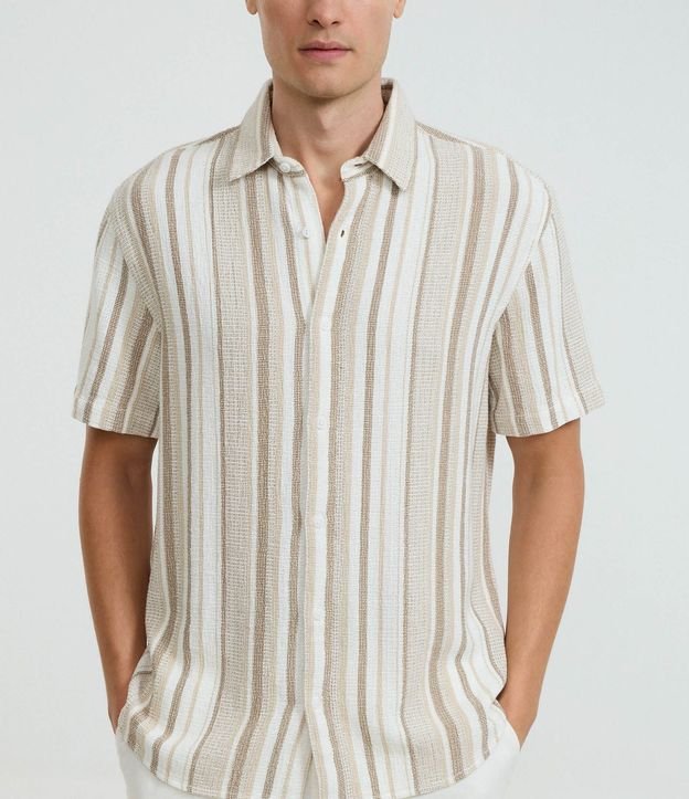 Camisa en Algodón con Textura y Rayas 3