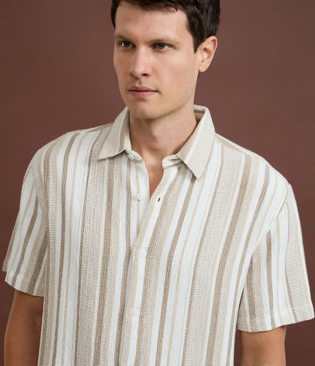 Camisa en Algodón con Textura y Rayas 4