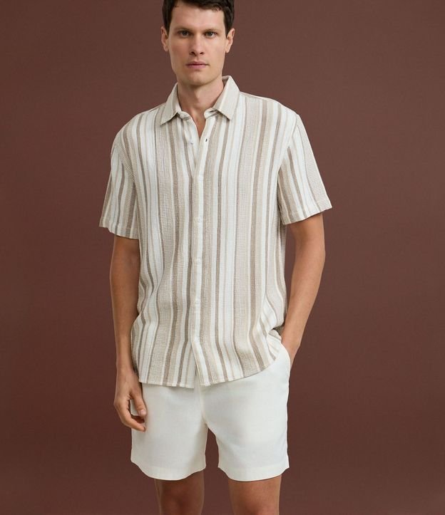 Camisa en Algodón con Textura y Rayas 5