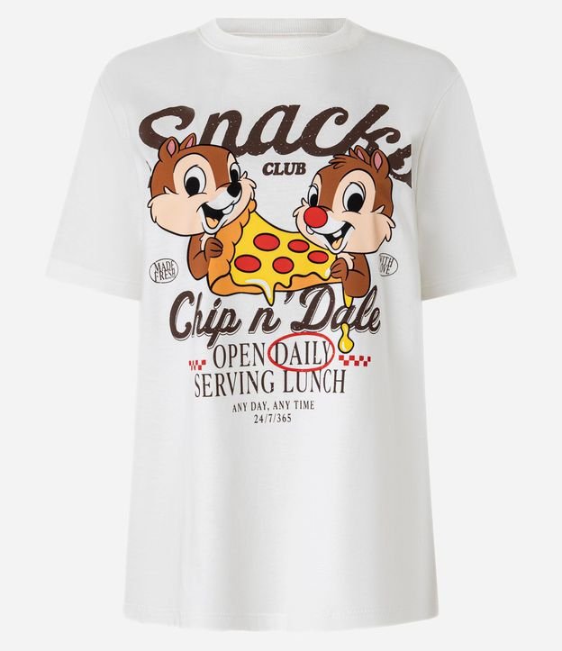Remera T-shirt en Algodón con Estampa Lettering "Snacks Chip n' Dale" Tico y Teco