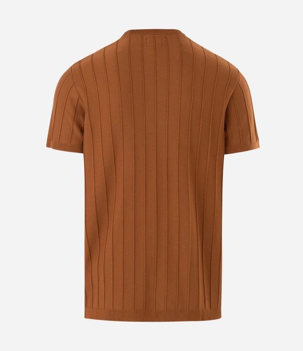 Remera Slim en Viscosa con Textura de Rayas y Manga Corta 5