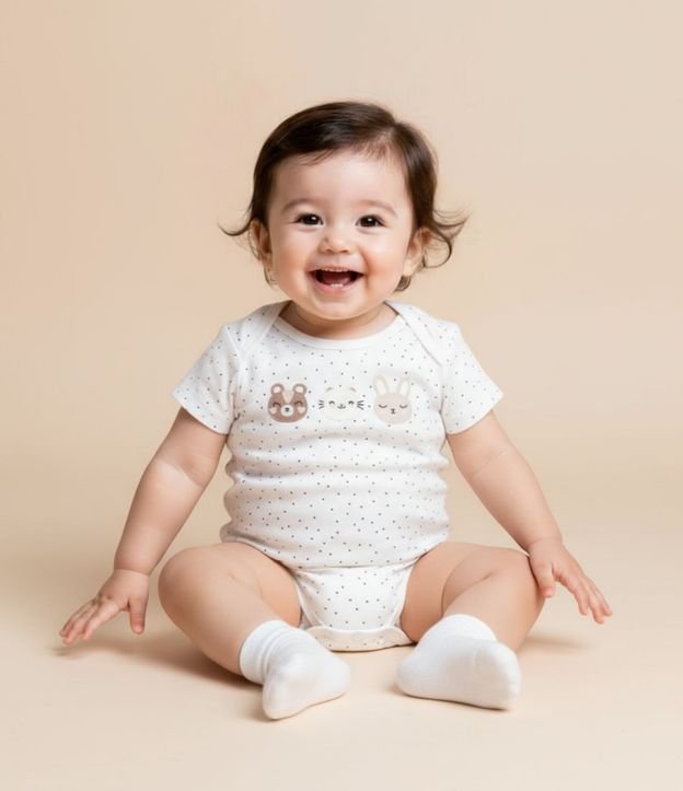 Body Infantil en Algodón con Estampa Animalitos - Talle RN a 18 meses