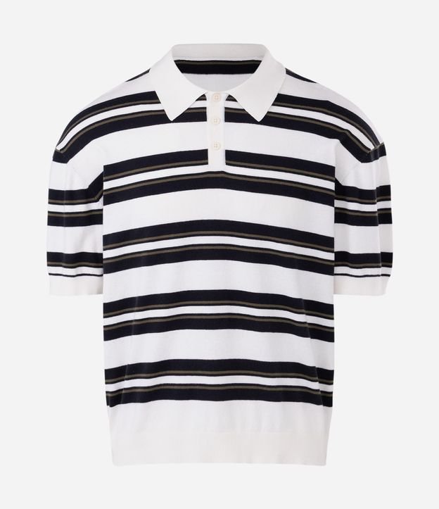 Remera Boxy en Punto Listrado con Cuello Polo 1