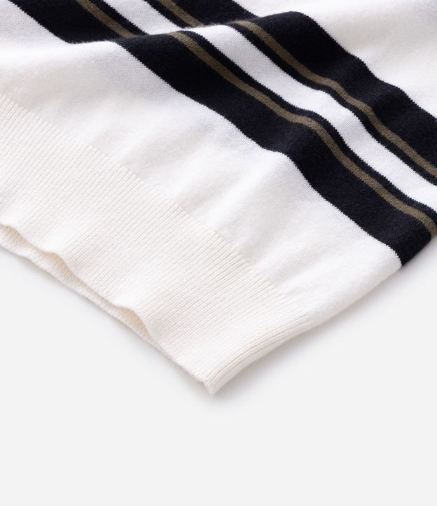 Remera Boxy en Punto Listrado con Cuello Polo 7