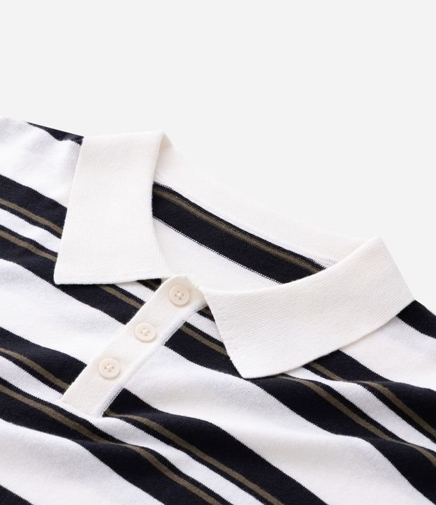 Remera Boxy en Punto Listrado con Cuello Polo 10