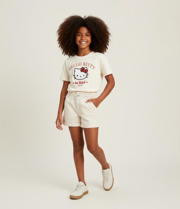 Remera Oversizes Infantil con Estampa y Lettering Hello Kitty Talle 5 a 14 años