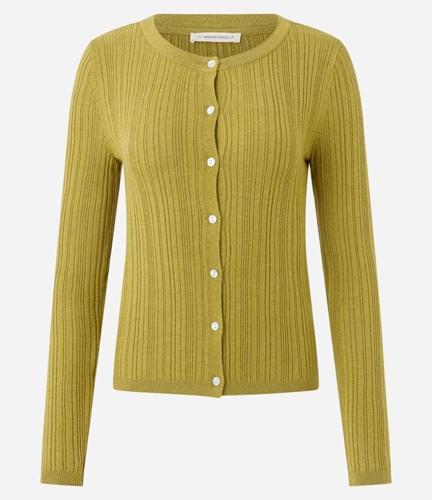 Cardigan Básico Ajustado en Punto Canelado