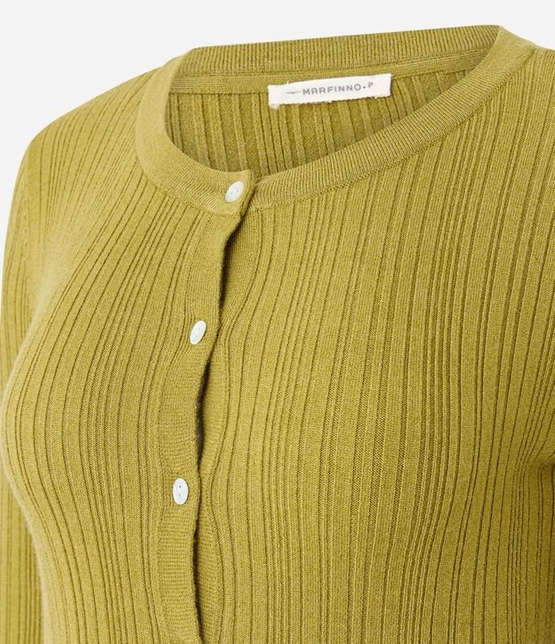 Cardigan Básico Ajustado en Punto Canelado 2