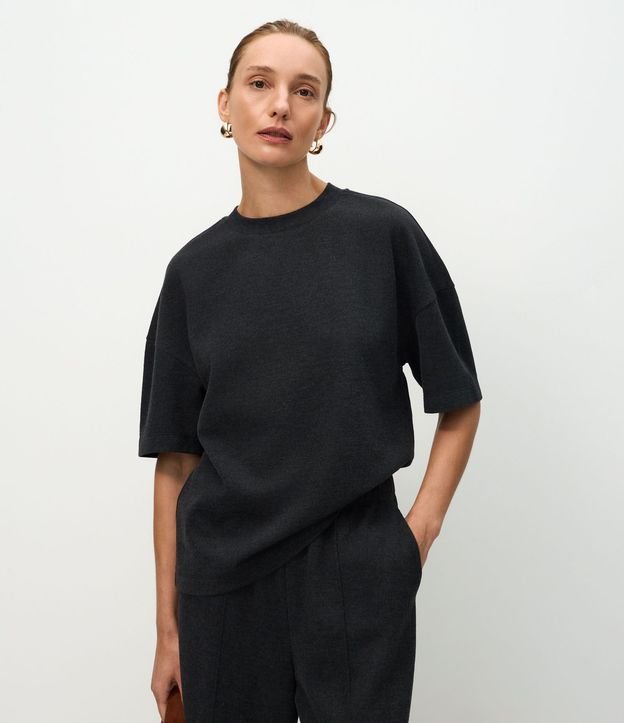 Blusa Algodón Oversized con Manga Corta