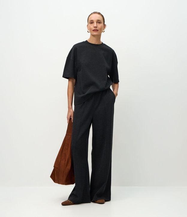 Pantalón Wide Leg en Algodón sin Felpa 1