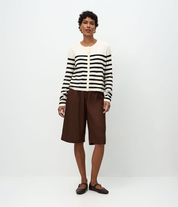 Cardigan Corto en Punto con Estampa Rayada 2