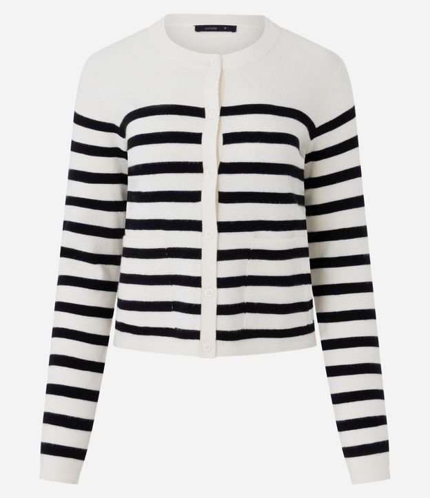 Cardigan Corto en Punto con Estampa Rayada 5