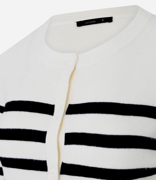 Cardigan Corto en Punto con Estampa Rayada 6