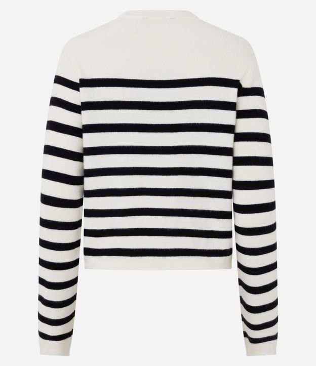 Cardigan Corto en Punto con Estampa Rayada 7